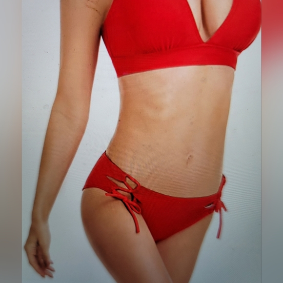 NWT THE ULTRA SEXY VALETINE RED TIE BACK SIDE TIE CLASSIC BIKINI - Picture 3 of 11